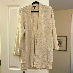 Long cream nubby oversized Eileen fisher cardigan
